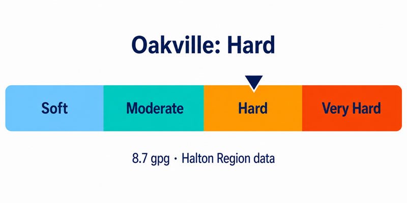 Oakville water hardness level, 8.7 grains per gallon, Halton Region data Oakville water hardness level, 8.7 grains per gallon, Halton Region data